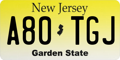 NJ license plate A80TGJ