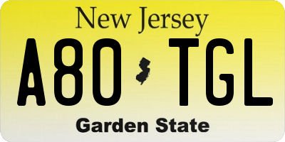 NJ license plate A80TGL