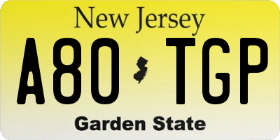 NJ license plate A80TGP