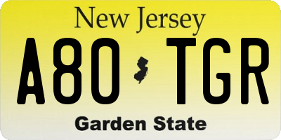 NJ license plate A80TGR