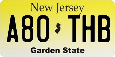 NJ license plate A80THB