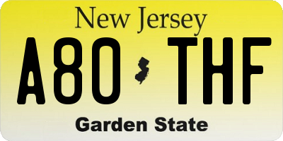 NJ license plate A80THF