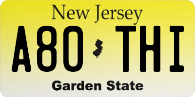 NJ license plate A80THI