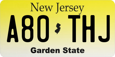 NJ license plate A80THJ