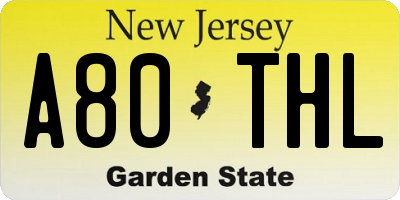 NJ license plate A80THL