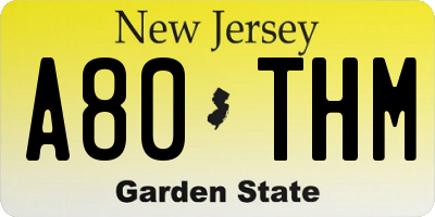 NJ license plate A80THM