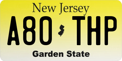 NJ license plate A80THP