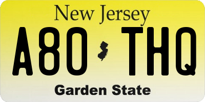 NJ license plate A80THQ