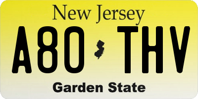 NJ license plate A80THV