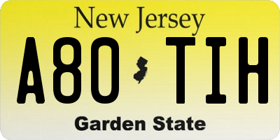 NJ license plate A80TIH