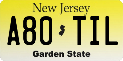 NJ license plate A80TIL