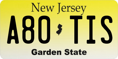 NJ license plate A80TIS