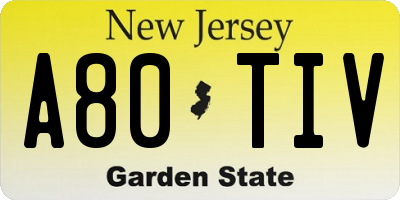 NJ license plate A80TIV