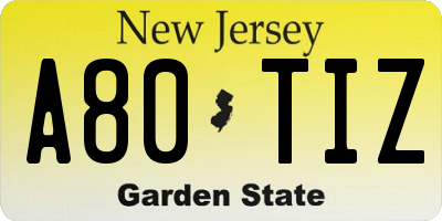 NJ license plate A80TIZ