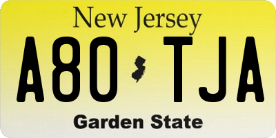 NJ license plate A80TJA