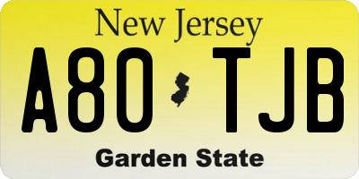 NJ license plate A80TJB