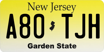 NJ license plate A80TJH