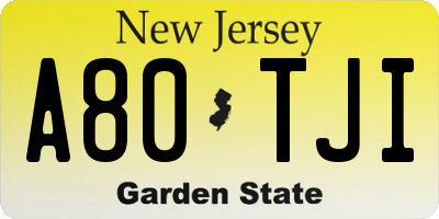 NJ license plate A80TJI