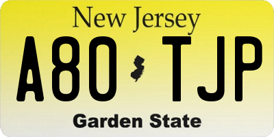 NJ license plate A80TJP