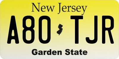 NJ license plate A80TJR