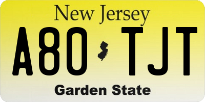 NJ license plate A80TJT