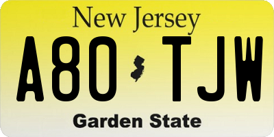 NJ license plate A80TJW
