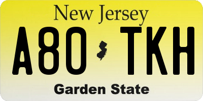 NJ license plate A80TKH