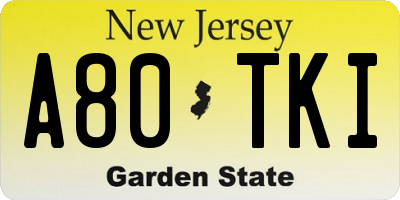 NJ license plate A80TKI