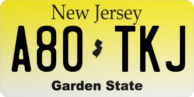 NJ license plate A80TKJ