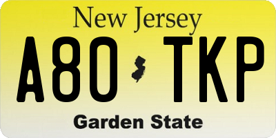 NJ license plate A80TKP
