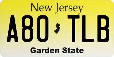 NJ license plate A80TLB