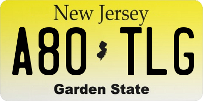 NJ license plate A80TLG