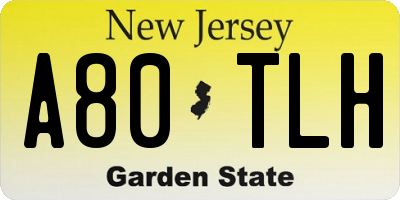NJ license plate A80TLH