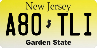 NJ license plate A80TLI