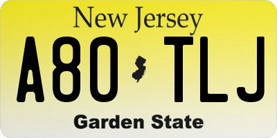 NJ license plate A80TLJ