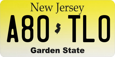 NJ license plate A80TLO