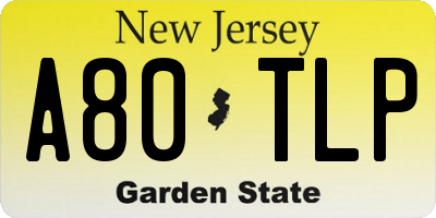 NJ license plate A80TLP