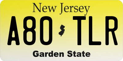 NJ license plate A80TLR