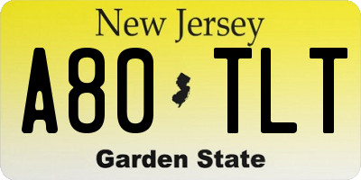 NJ license plate A80TLT