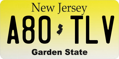 NJ license plate A80TLV