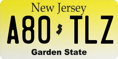NJ license plate A80TLZ