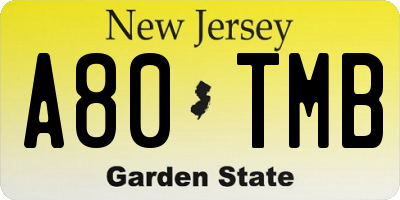 NJ license plate A80TMB