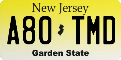 NJ license plate A80TMD