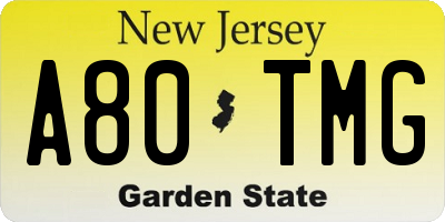 NJ license plate A80TMG