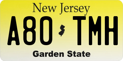 NJ license plate A80TMH