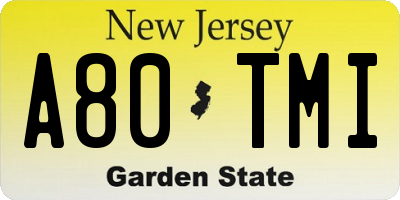NJ license plate A80TMI
