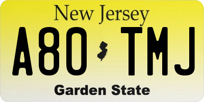 NJ license plate A80TMJ