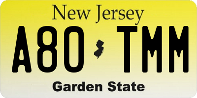 NJ license plate A80TMM