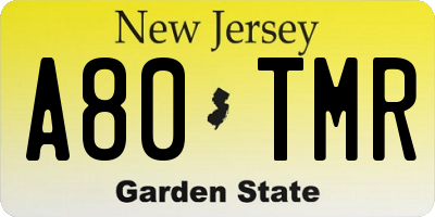 NJ license plate A80TMR