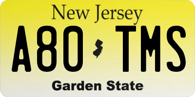 NJ license plate A80TMS